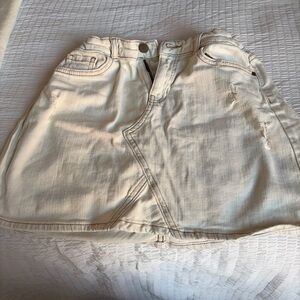 Cream Denim Mini Skirt